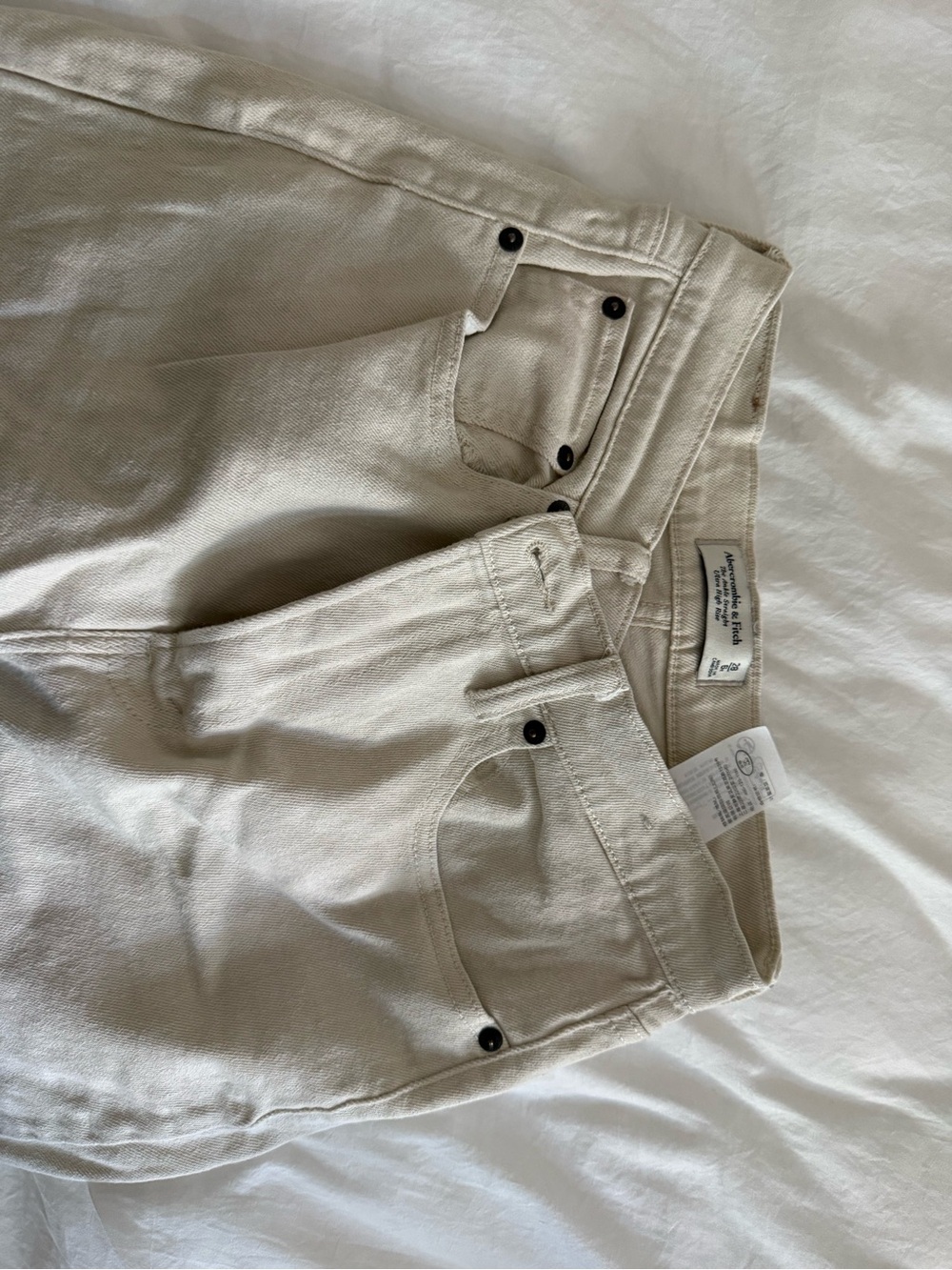 Abercrombie & Fitch Cream Ultra High-Rise Ankle Straight Jeans